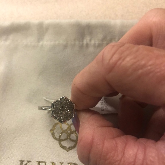 New Kendra Scott Kylie Druzy Platinum Ring Size 7 - Picture 4 of 6